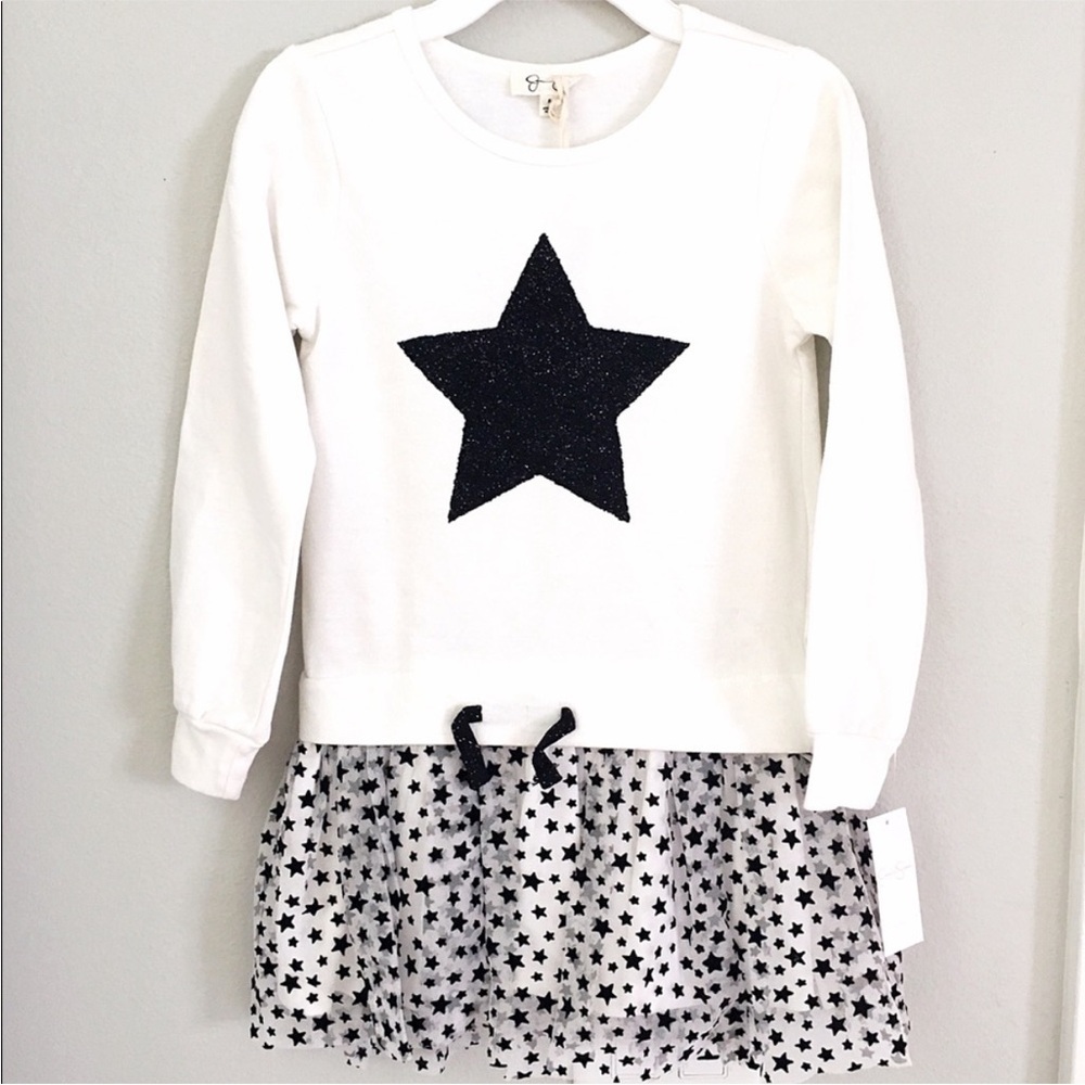 Jessica Simpson White Sweater Dress with Black Star Design